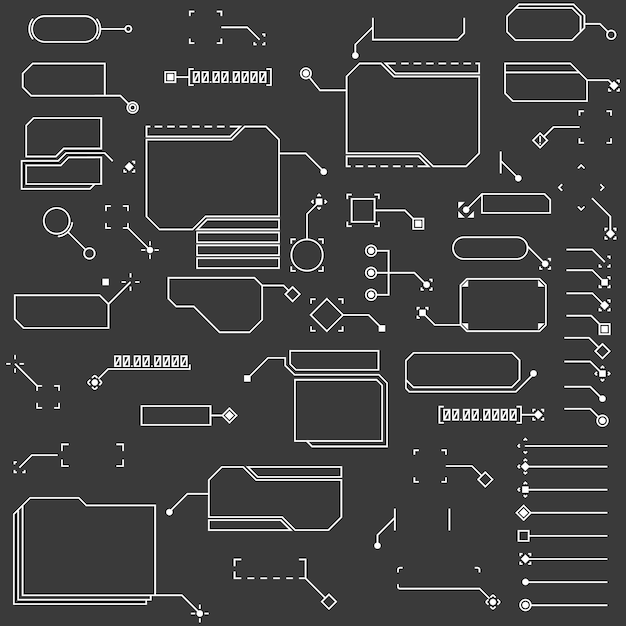 Callouts titles. Computers futuristic text box. Cyber tidy collection. Vector illustration