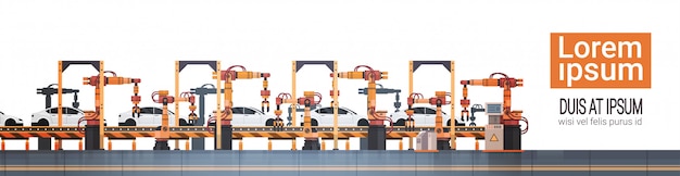Car Production Conveyor Automatic Assembly Line Machinery Industrial Automation Industry Concept