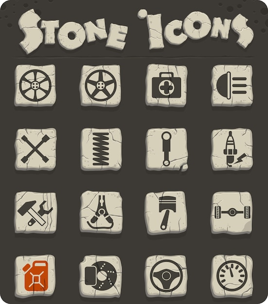 Car shop vector icons for web and user interface design