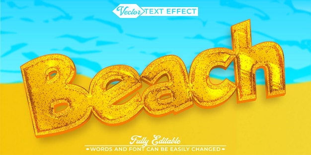 Cartoon Beach Vector Editable Text Effect Template