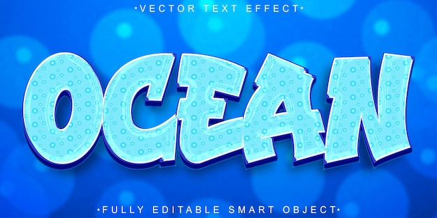 Cartoon Blue Water Ocean Vector Fully Editable Smart Object Text Effect