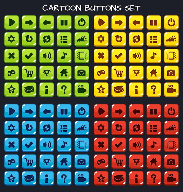 cartoon button set game pack, gui element