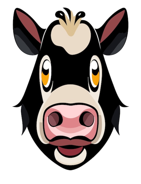 Cartoon Cow Face 2D Vector Design