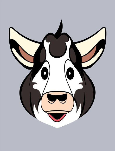 Cartoon Cow Face 2D Vector Design