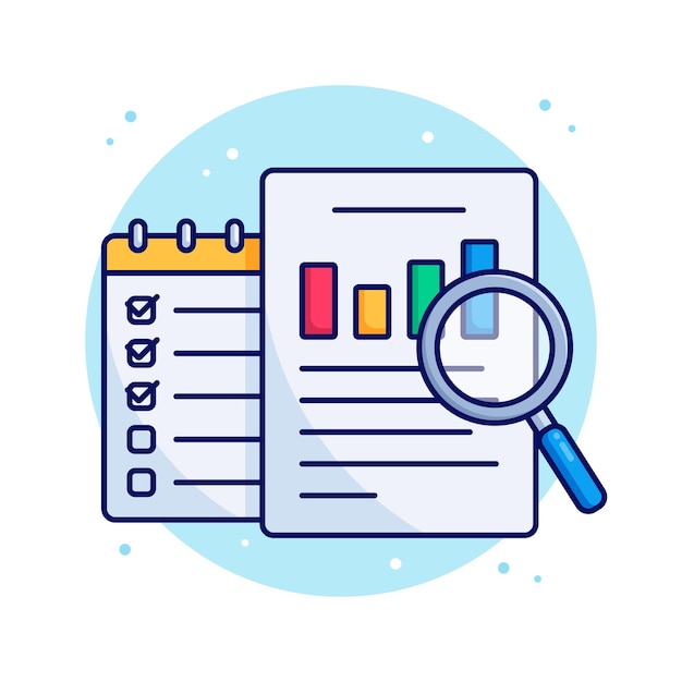 Cartoon data research analysis concept