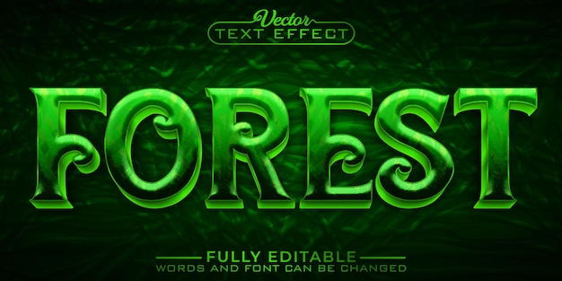 Cartoon Green Dark Forest Vector Editable Text Effect Template