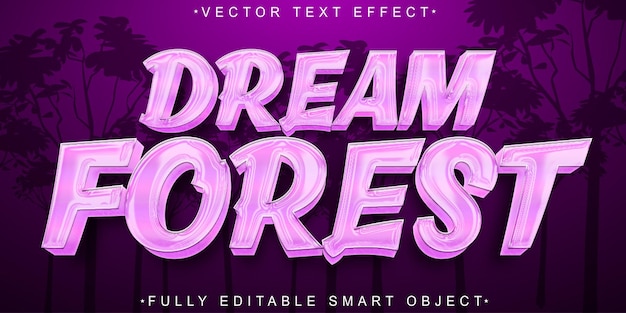 cartoon soft pink dream forest vector fully editable smart object text effect