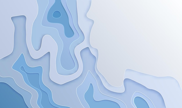 Carving blue paper cut background. Vector 3d abstract paper cut illustration. 3D topographic art.