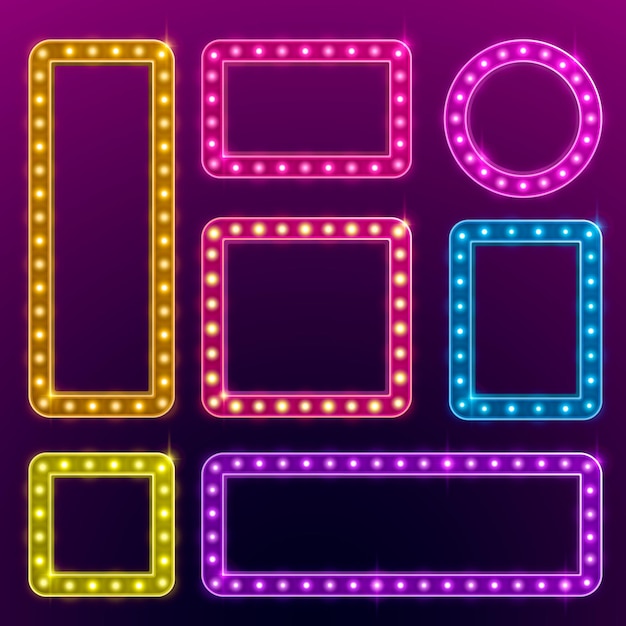 Casino frame with light bulbs on the background of the scene. Vector illustration