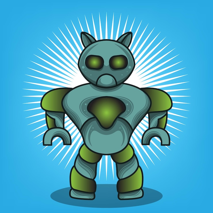 Vektor cat robot humanoid mascot logo icon