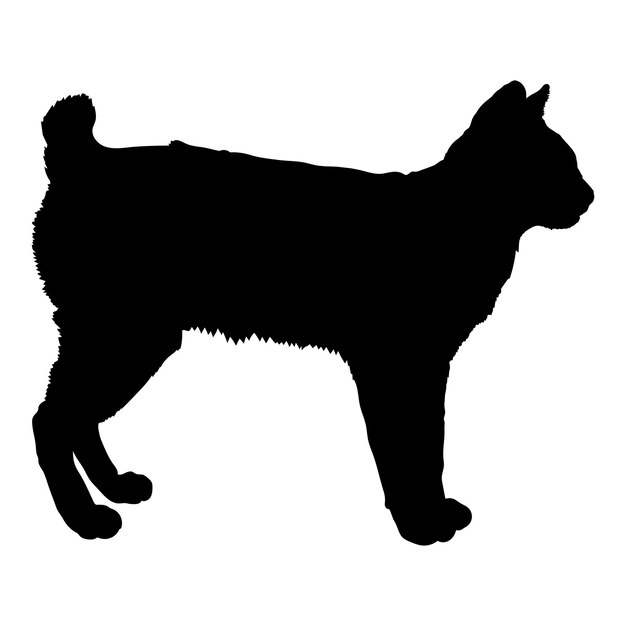 Cat silhouette Mekong Bobtail breeds cat logo monogram vector