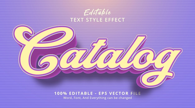 Catalog text on headline event style, editable text effect