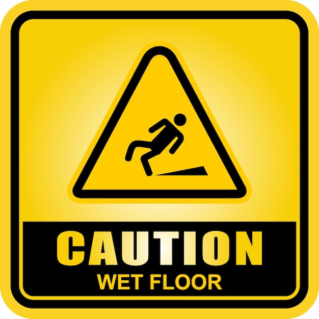 Caution, wet floor, sign vector