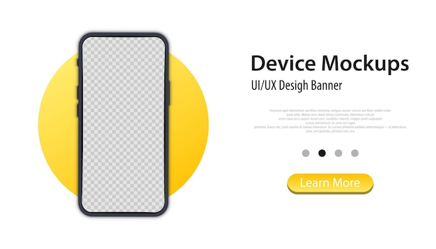 Cellphone frame with blank display. Realistic smartphone mockup banner. Vector mobile phone device concept. Template for infographics for presentation UI design interface