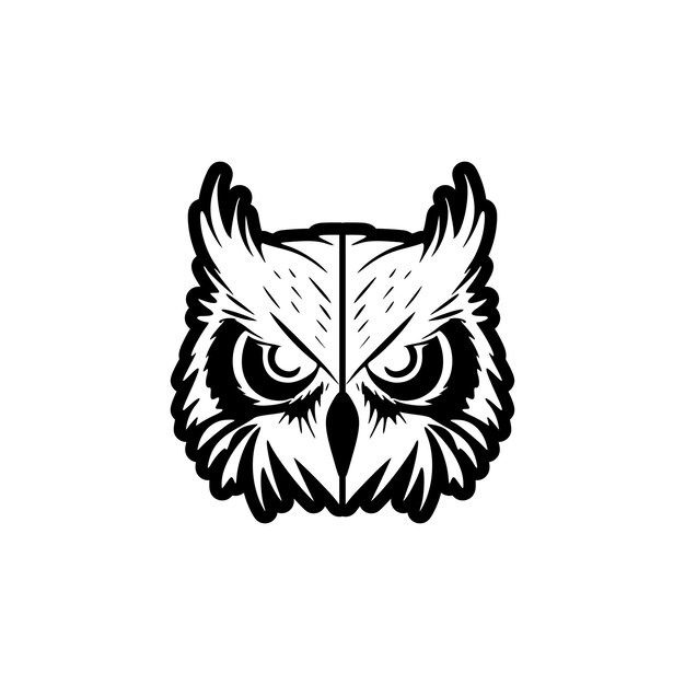 Černo-bílé minimalistické vektorové logo sovy