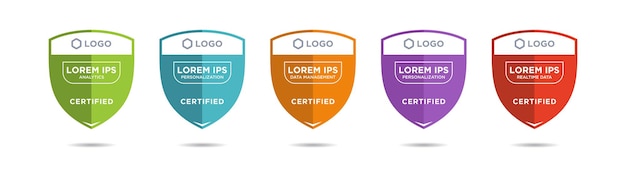 Certified Badge with set modern shield logo design vector template