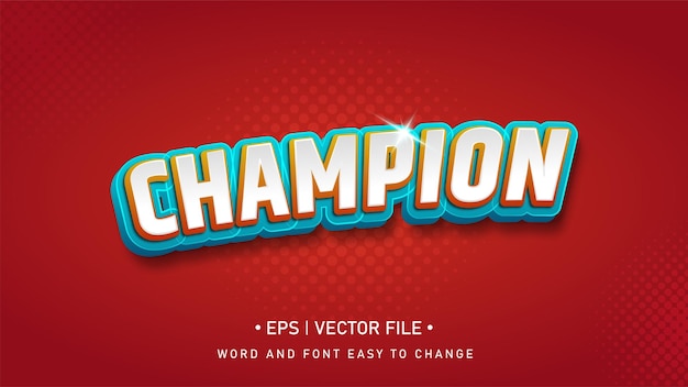 Champion text effect with red background
