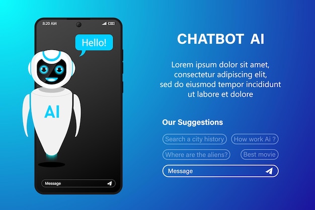 Chat Bot neural network AI servers and robots technology artificial bot mind and intelligent robot