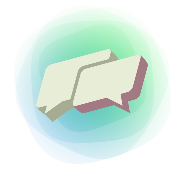 Chat messaging speech bubble and talk sign icon in isometric design