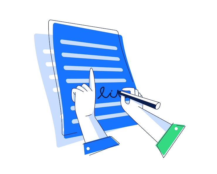 Vektor check contractcheck signaturestudying terms of agreement signing business document
