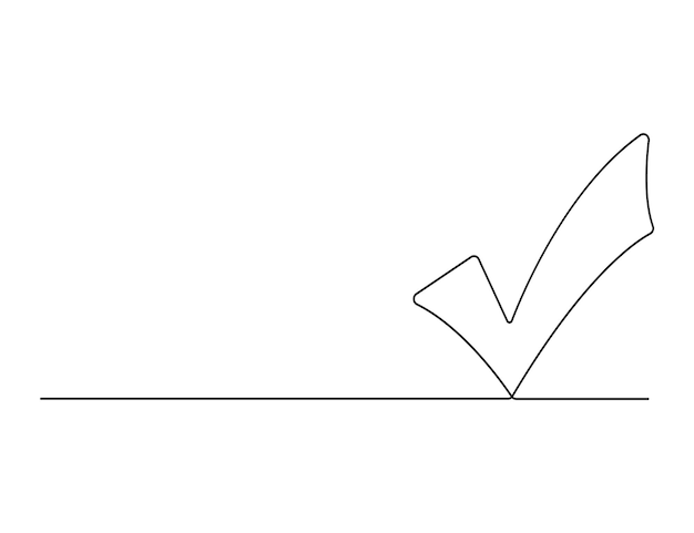 Check mark continuous one line drawing vector illustration premium vector