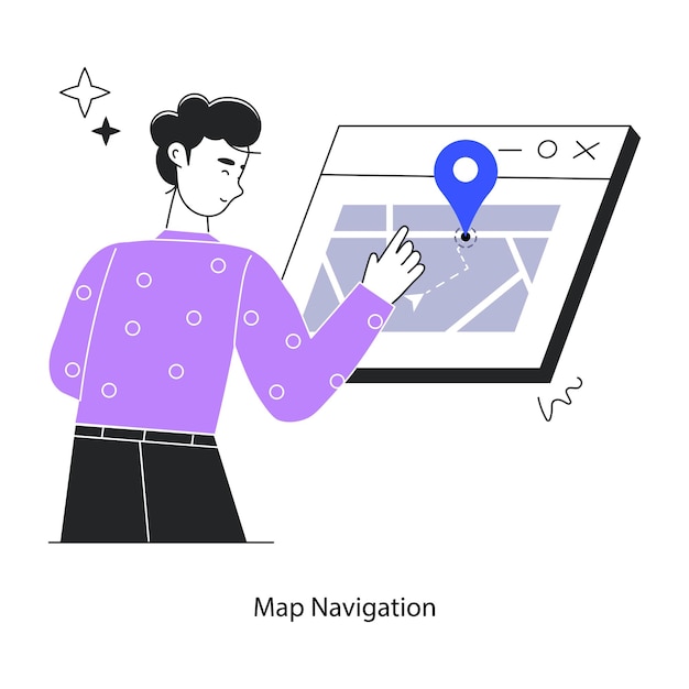 Check out linear illustration of map navigation