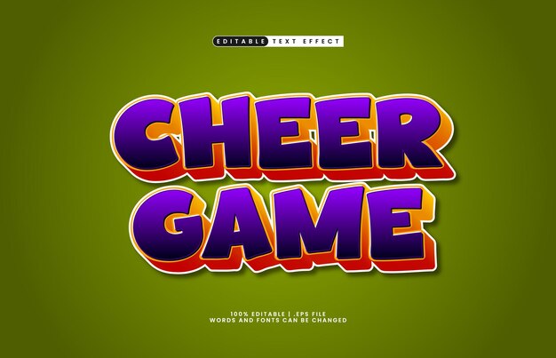 cheer game editable text effect with a kids and play text style