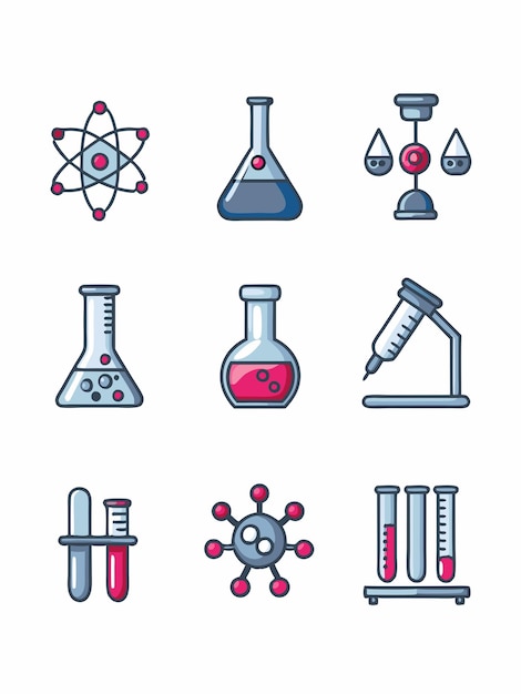 Chemistry Icons vector graphics illustration EPS source file format lossless scaling icon design