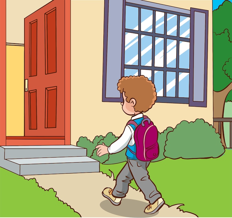 Vektor children returning home from school