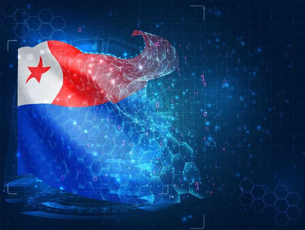 chile vector flag virtual abstract 3d object from triangular polygons on a blue background