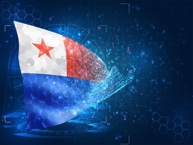 chile vector flag virtual abstract 3d object from triangular polygons on a blue background