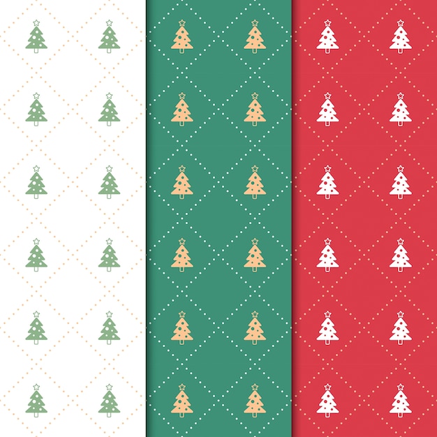 Christmas and happy new year pattern. Seamless minimal christmas pattern with tree and star.