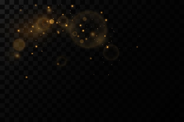 Christmas light effect Sparkling magical dust particlesThe dust sparks and golden stars shine