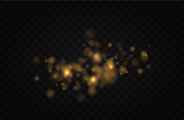 Christmas light effect Sparkling magical dust particlesThe dust sparks and golden stars shine