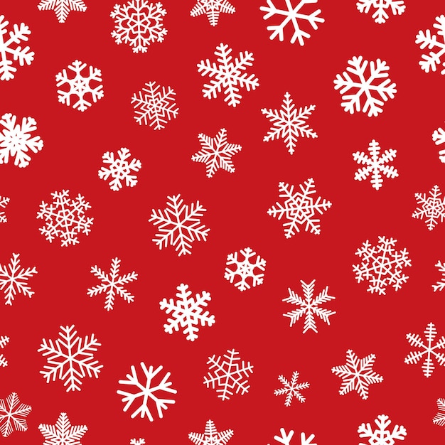 christmas seamless pattern of snowflakes, white on red.