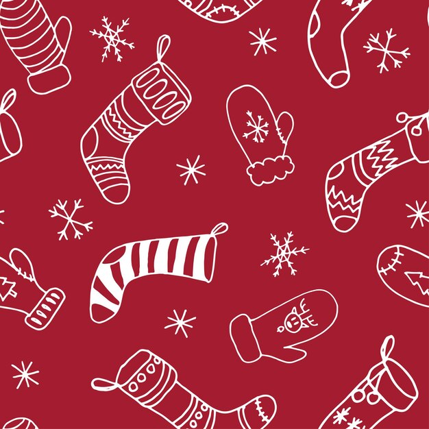 Christmas stocking. Seamless pattern.