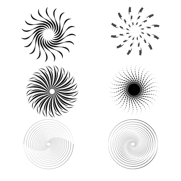 Circle design elements Set of spiral elements Spiral icon set Swirl helix gyre curl loop symbo