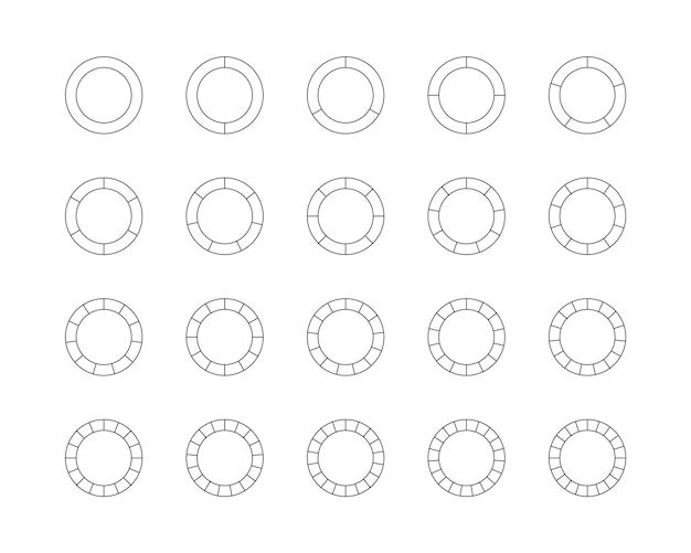 circle section graph circular chart pie diagram divided into pieces set schemes with sectors