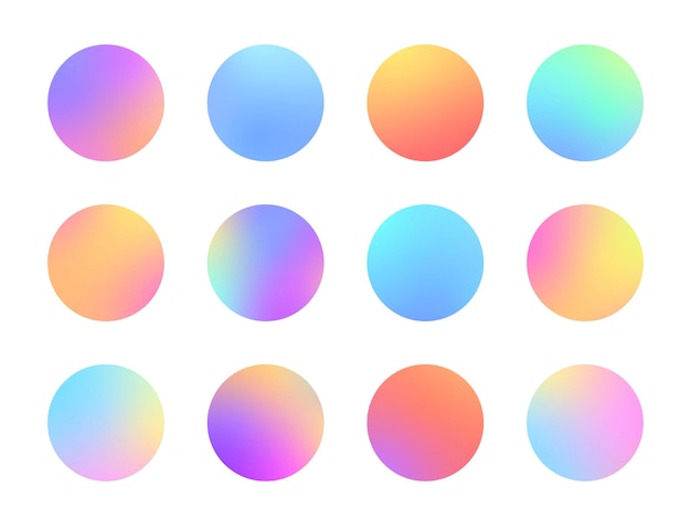 circles gradient vivid blurred spheres flat set for web icons labels signs trendy soft color