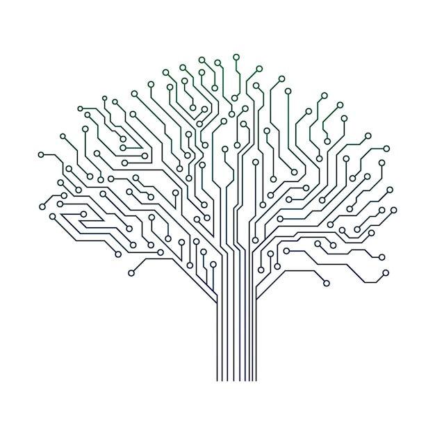 Circuit Board Technology Tree Vector icon