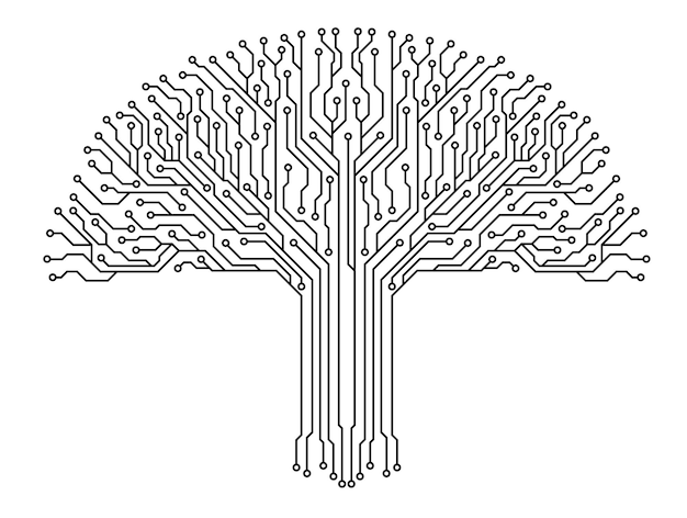 Circuit technology tree on white background Computer engineering hardware system