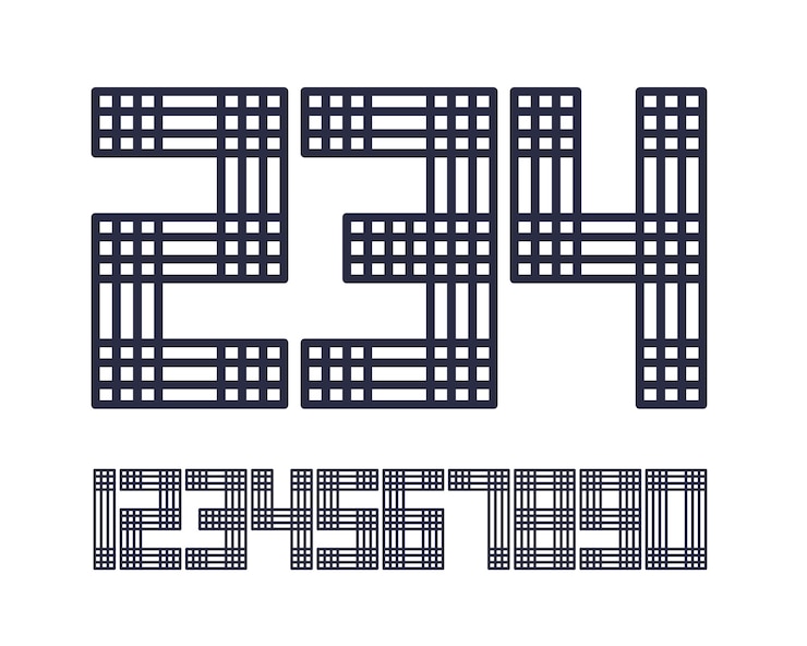 Vektor čísla geometrického písma s linkovým stylem