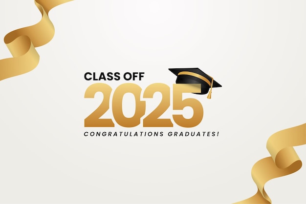 Class of 2025 banner template design on white background for card or graduate invitations