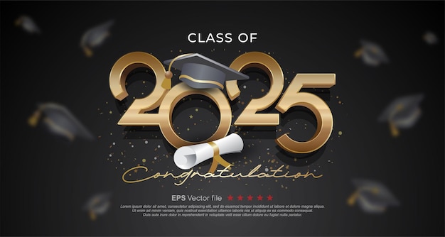 Class of 2025 text effect with elegant style design concept