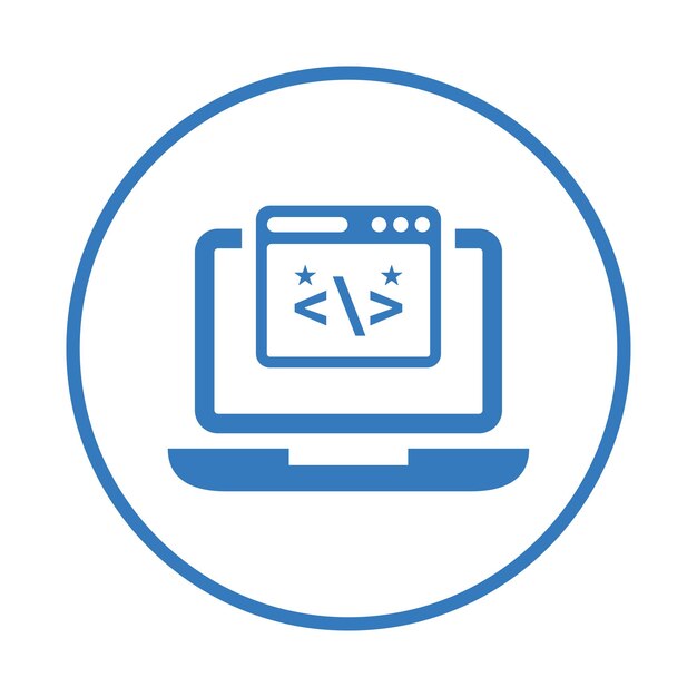 Clean coding icon Blue color design