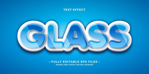 clean glossy blue glass text effect isolated editable vector eps cc