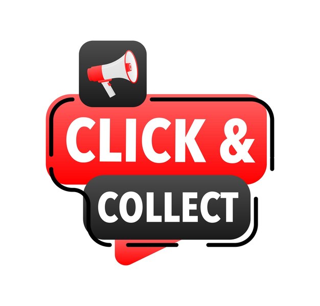 Click and collect Announcement Megaphone Label Loudspeaker speech bubble