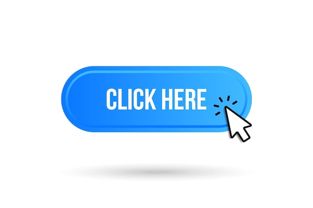 Click here web buttons with hand cursor Set of action button with arrow pointer Click button