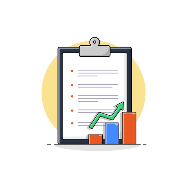 clipboard with business document and growth graph vector illustration business success concept desi