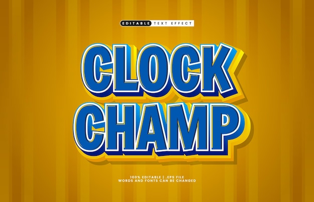 clock champ editable text effect with a time and business text style